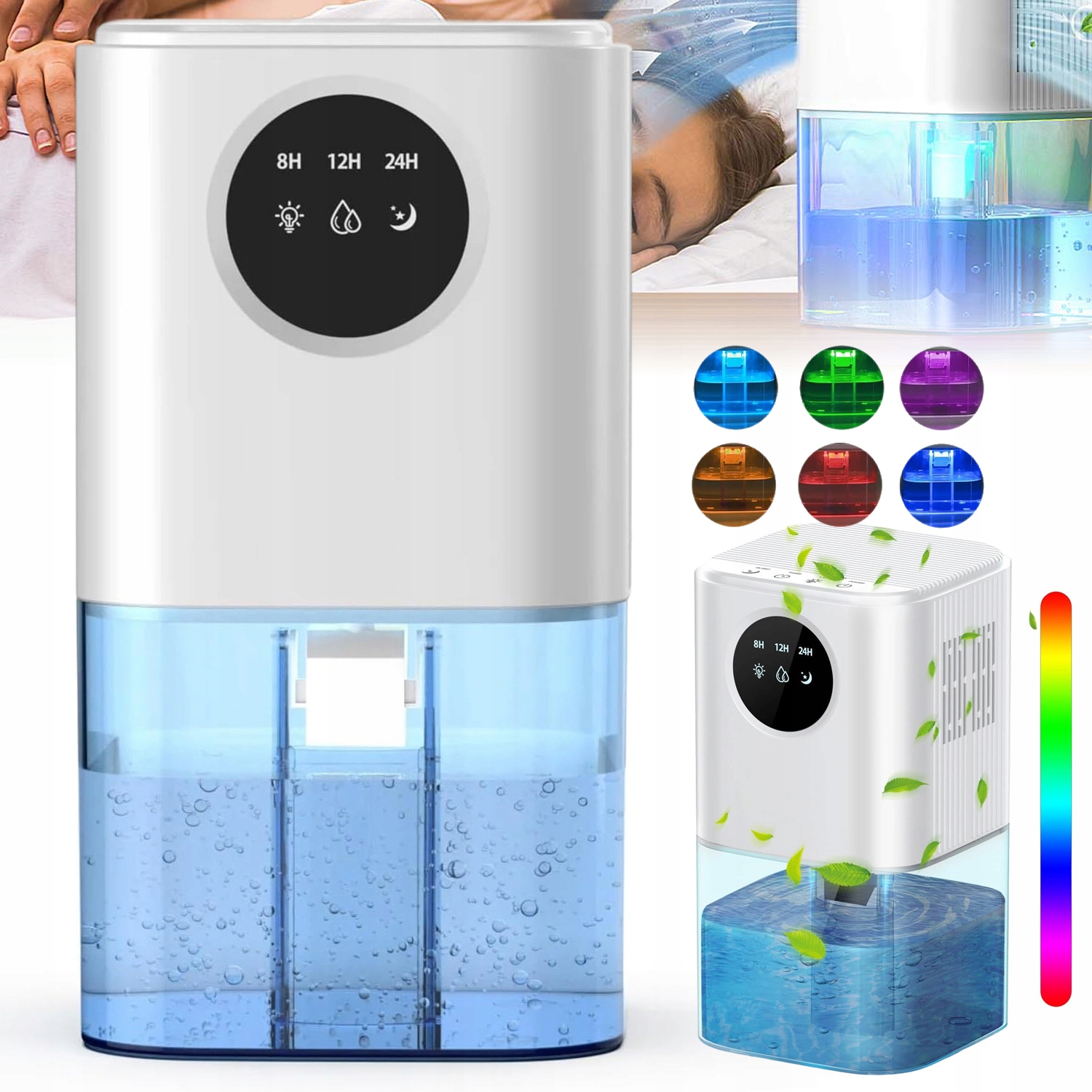 Tichý Pohlcovač Vlhkosti 1700 ML Odvlhčovač Vzduchu Led Displej