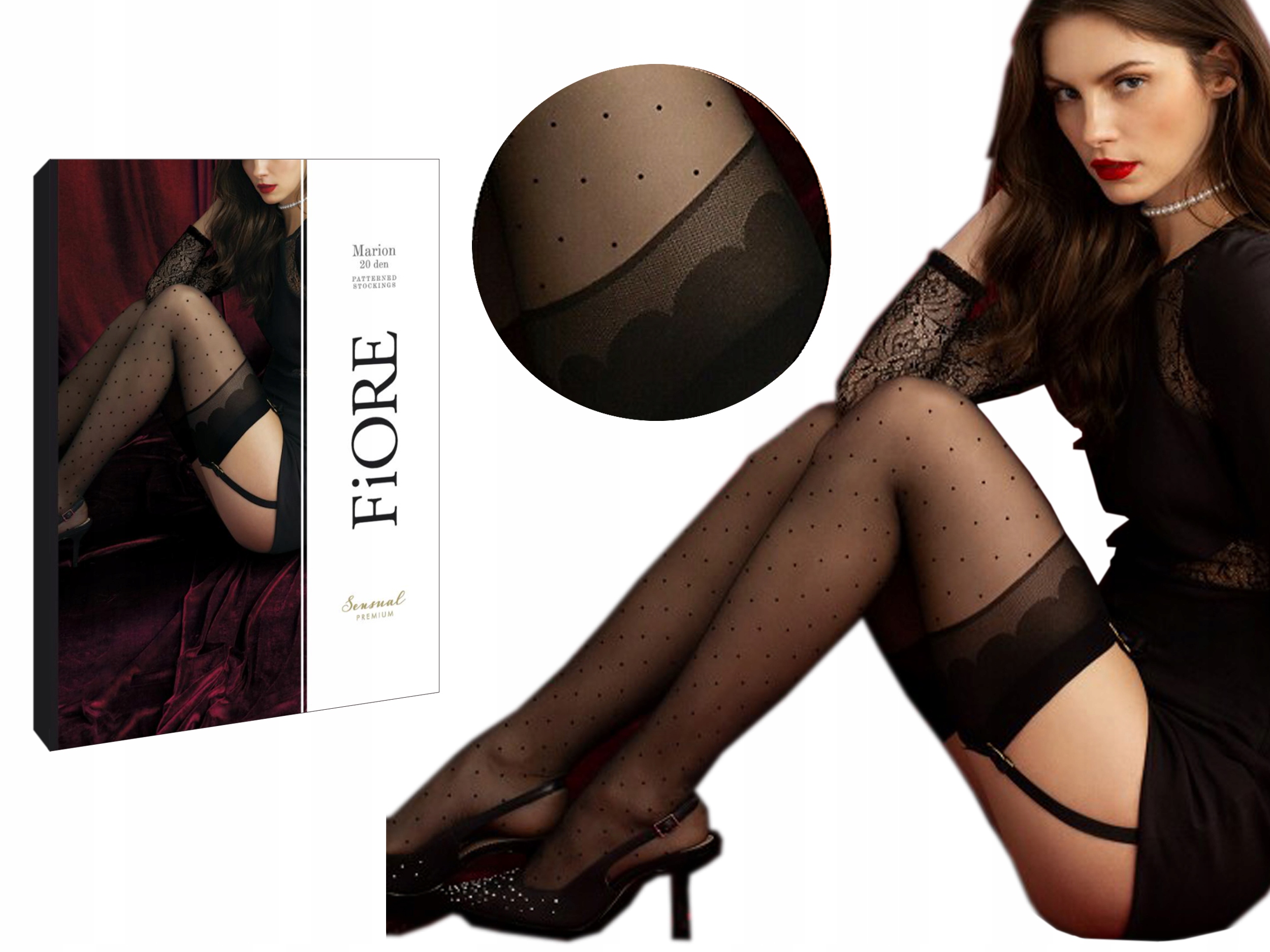 

Fiore pończochy do paska Marion 20 den groszki 2-S