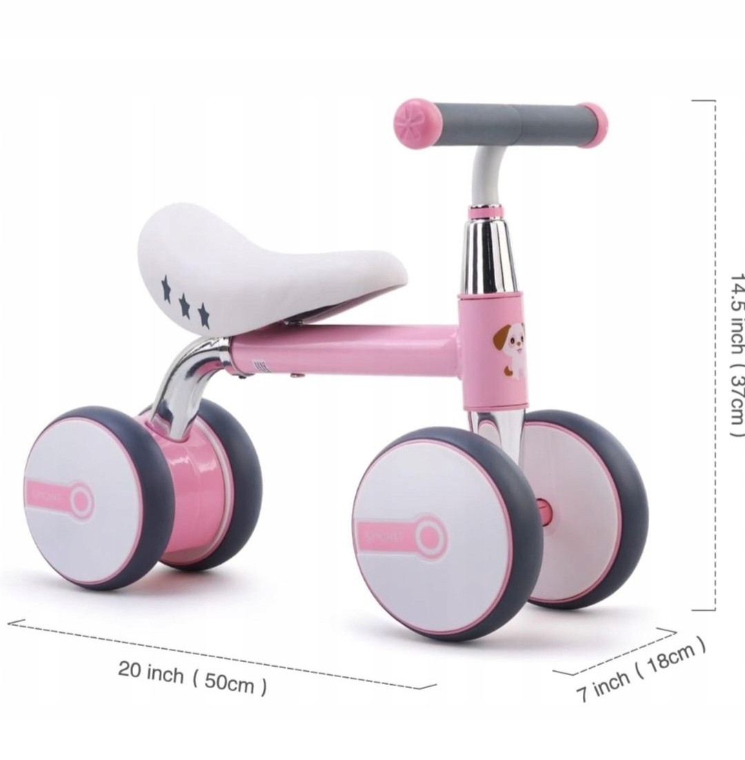 Rowerek biegowy, chodzik, jeździk czterokołowy 12+ Sejoy Różowy