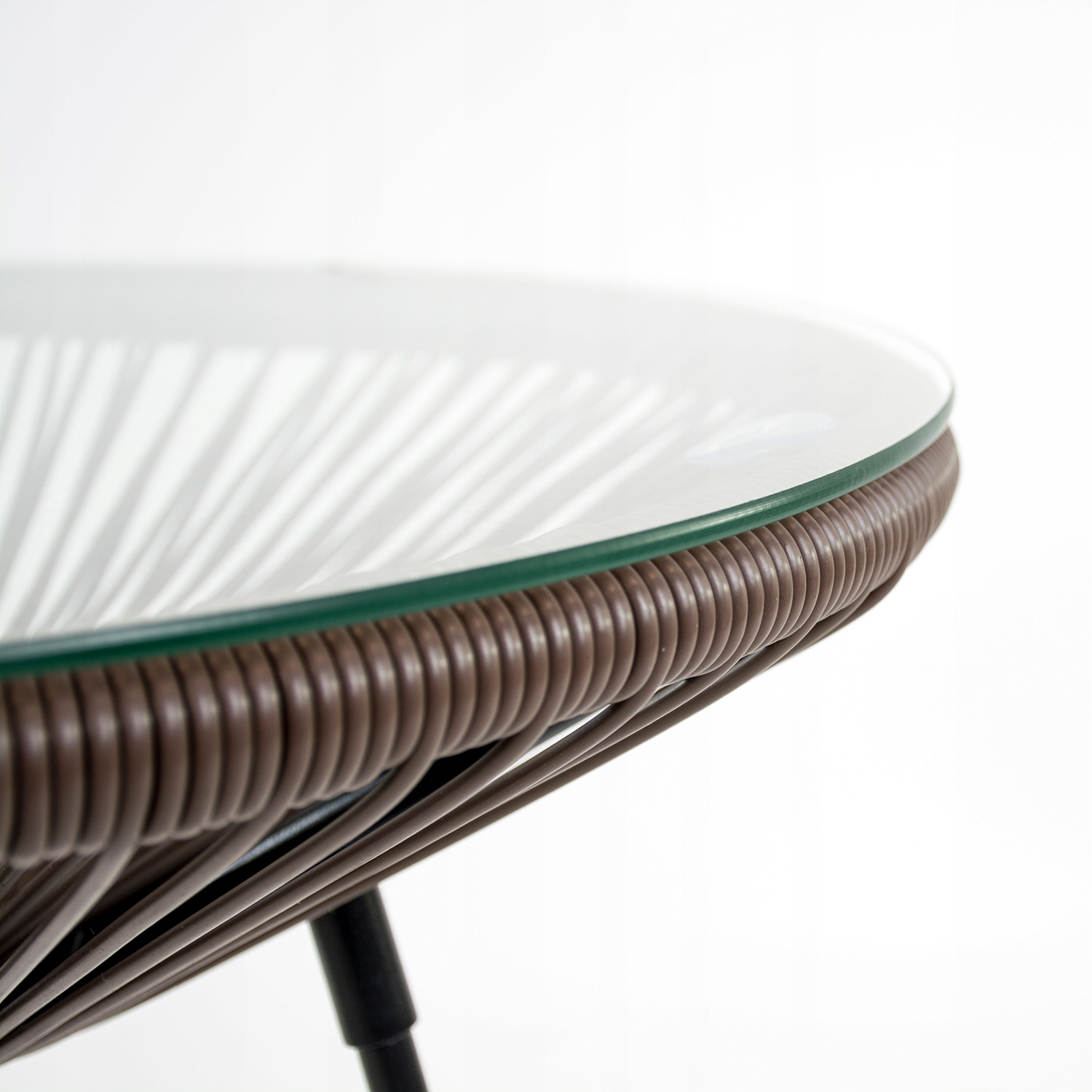 SZKLANY STOLIK OGRODOWY KAWOWY OKRĄGŁY STÓŁ NA BALKON MEBLE TECHNORATTAN Materiał dominujący technorattan