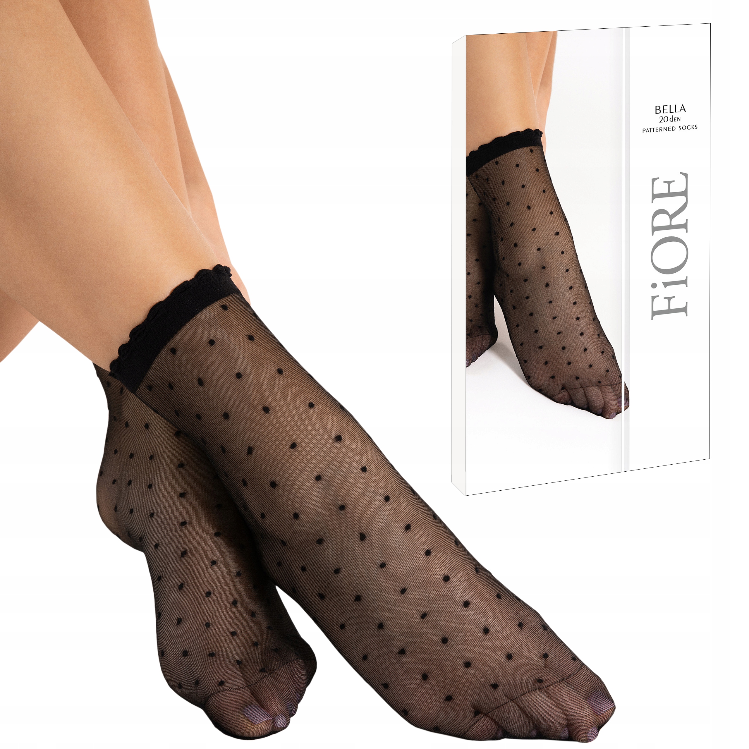 

Fiore Skarpetki Bella 20 den drobne kropki Black
