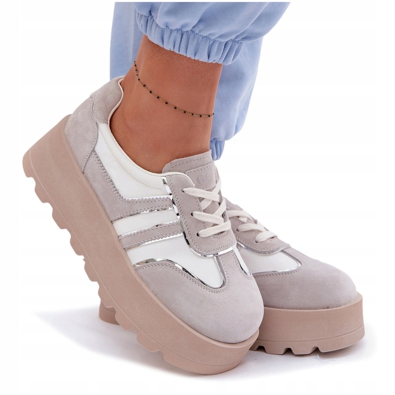 Dámské Semišové Tenisky Na Platformě Goe TT2N4052 Bílé 38