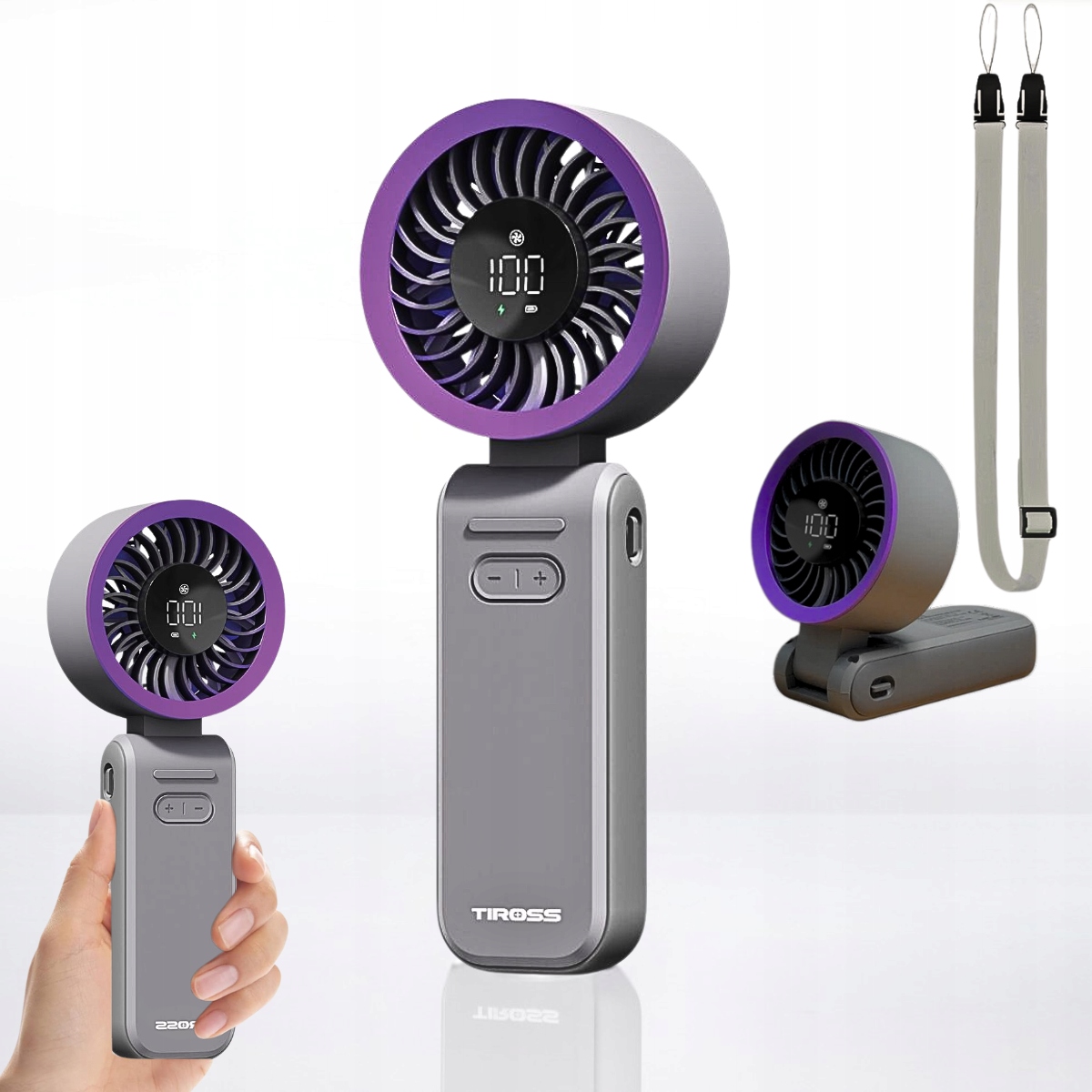 PRZENOŚNY WIATRAK MINI WENTYLATOR BIURKOWY CICHY RĘCZNY 3600mAh 100 trybu