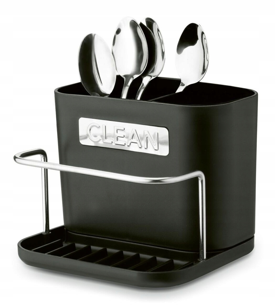 OCIEKACZ NA SZTUĆCE Czarny suszarka 2 KOMORY PLASTIKOWY POJEMNIK Tadar Marka Tadar