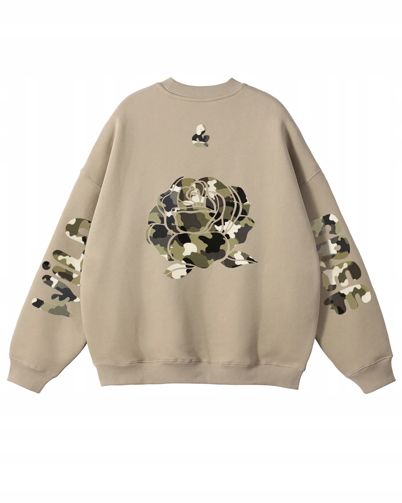 maskáčový Oversize mikina Wild and Free s potiskem , béžová M