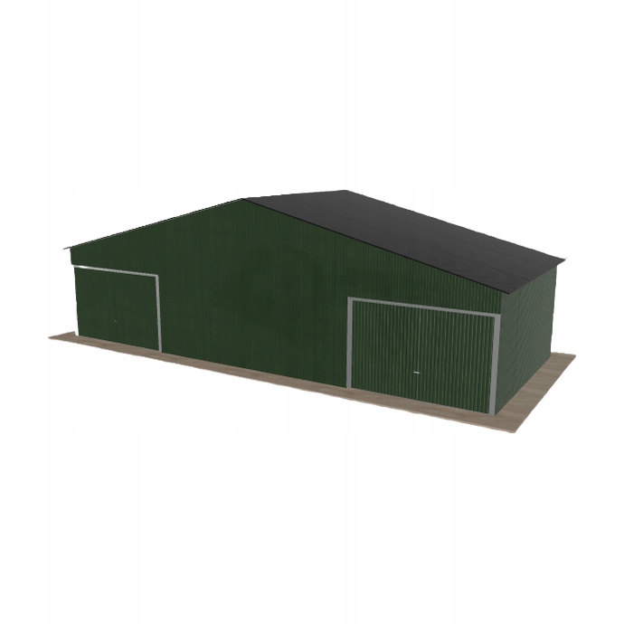 Plechová garáž 11x4.5 m dvoupolohová, dvoupolohová, zelená