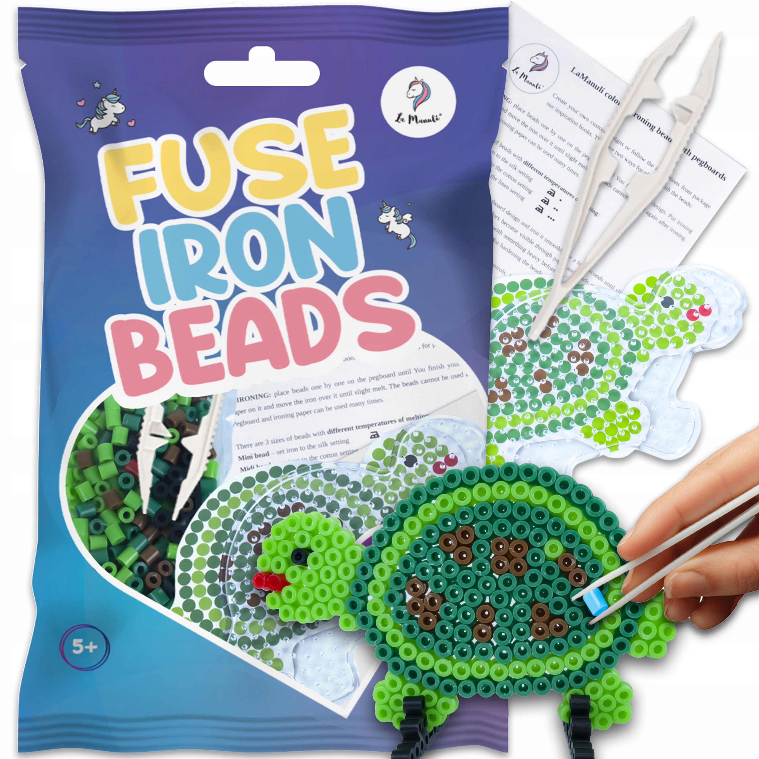 Koraliki do Prasowania SZABLON WZÓR Żółw Zestaw