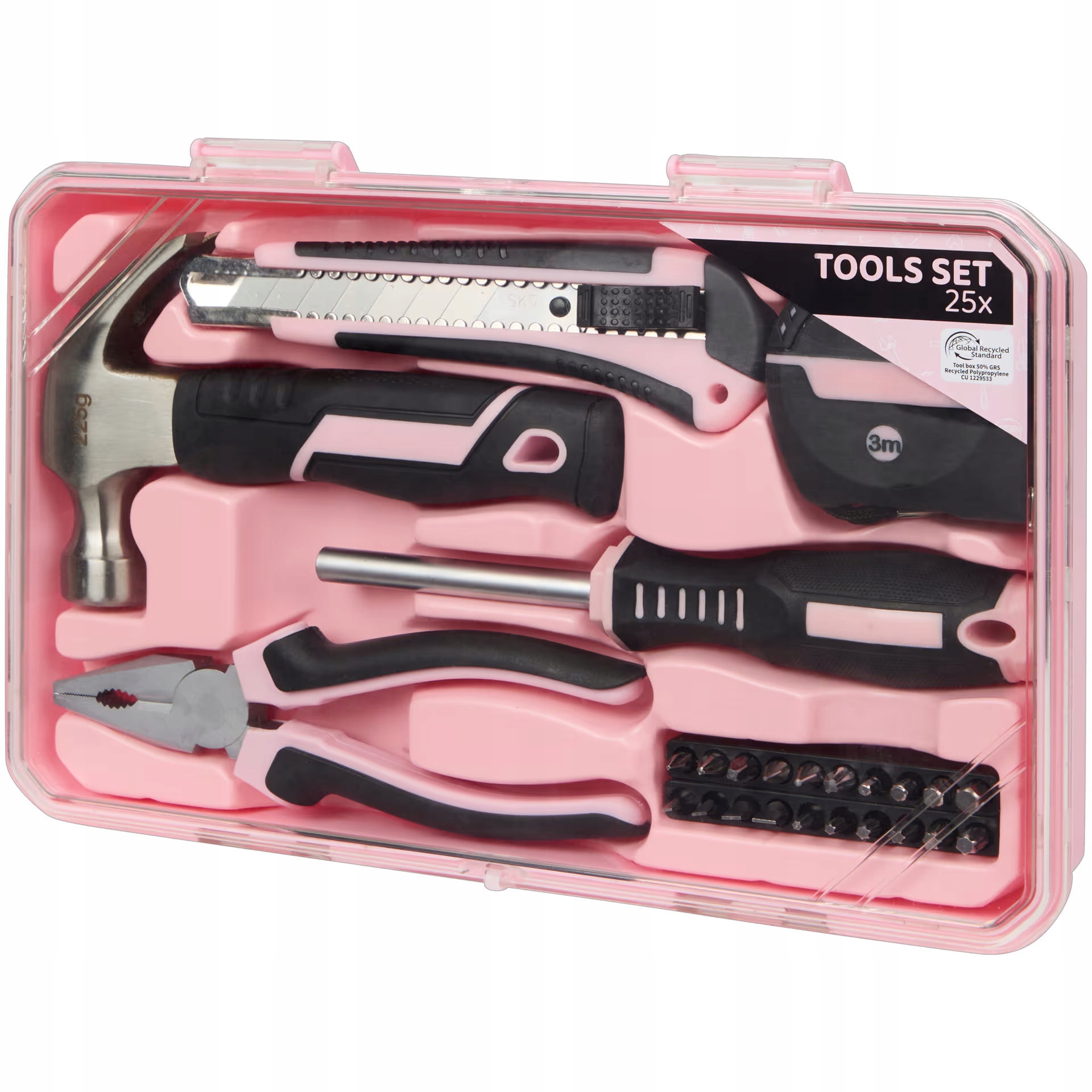 Walizka narzędziowa 25 el. Zestaw dla kobiety dziewczyny organizer Różowy