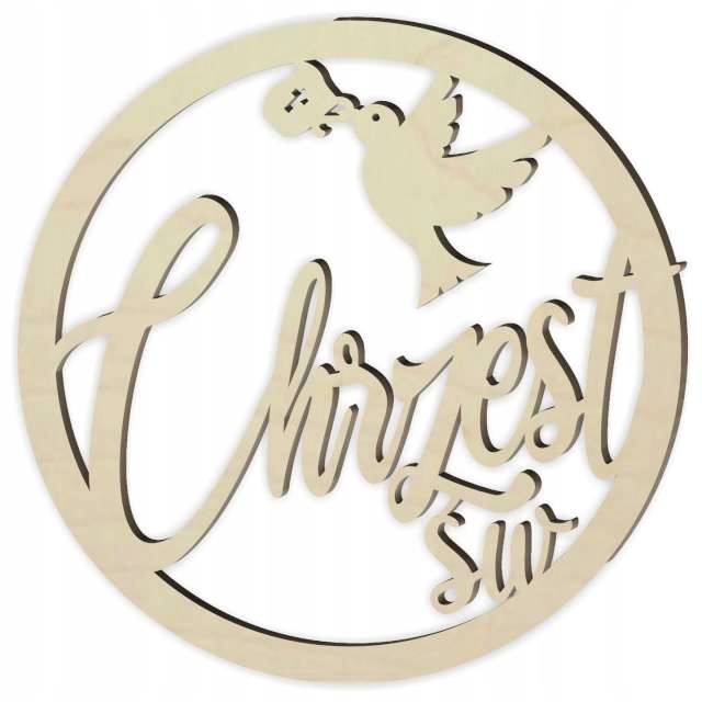 okrągła OBRĘCZ drewno CHRZEST dekoracja CHRZCINY