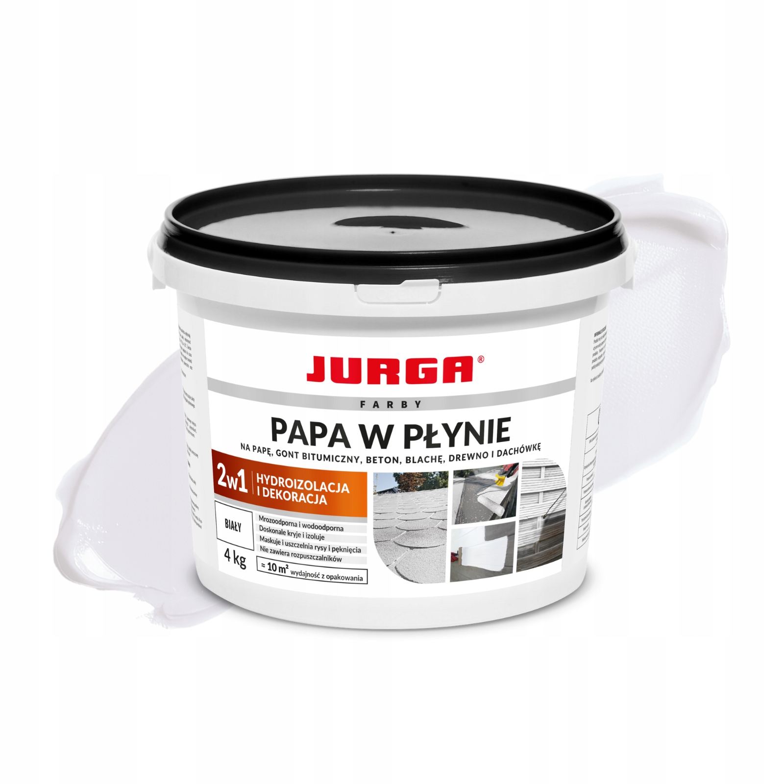 Papa w płynie uniwersalna Biała Farba dachówka Blacha gont Ogrodzenie 4kg