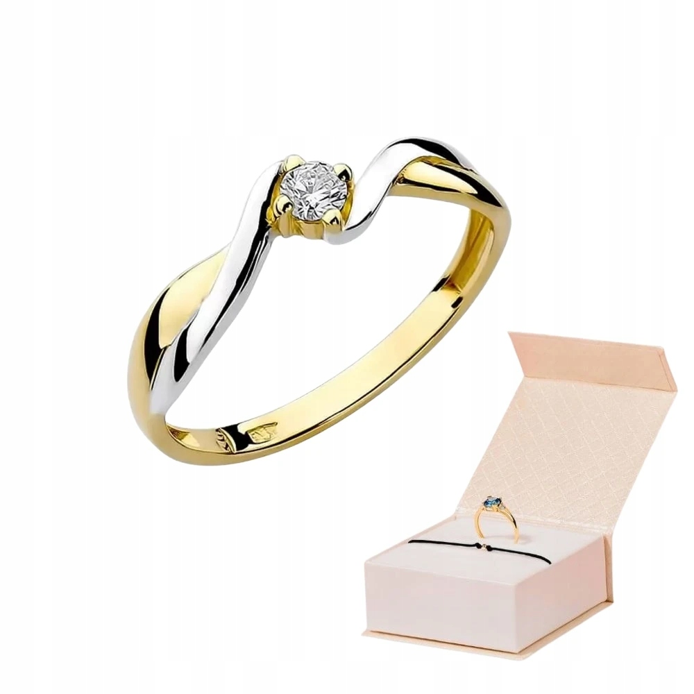 Zlatý Prstýnek S Briliantem 585 Proplétaný 0,10ct Zlatý Náramek