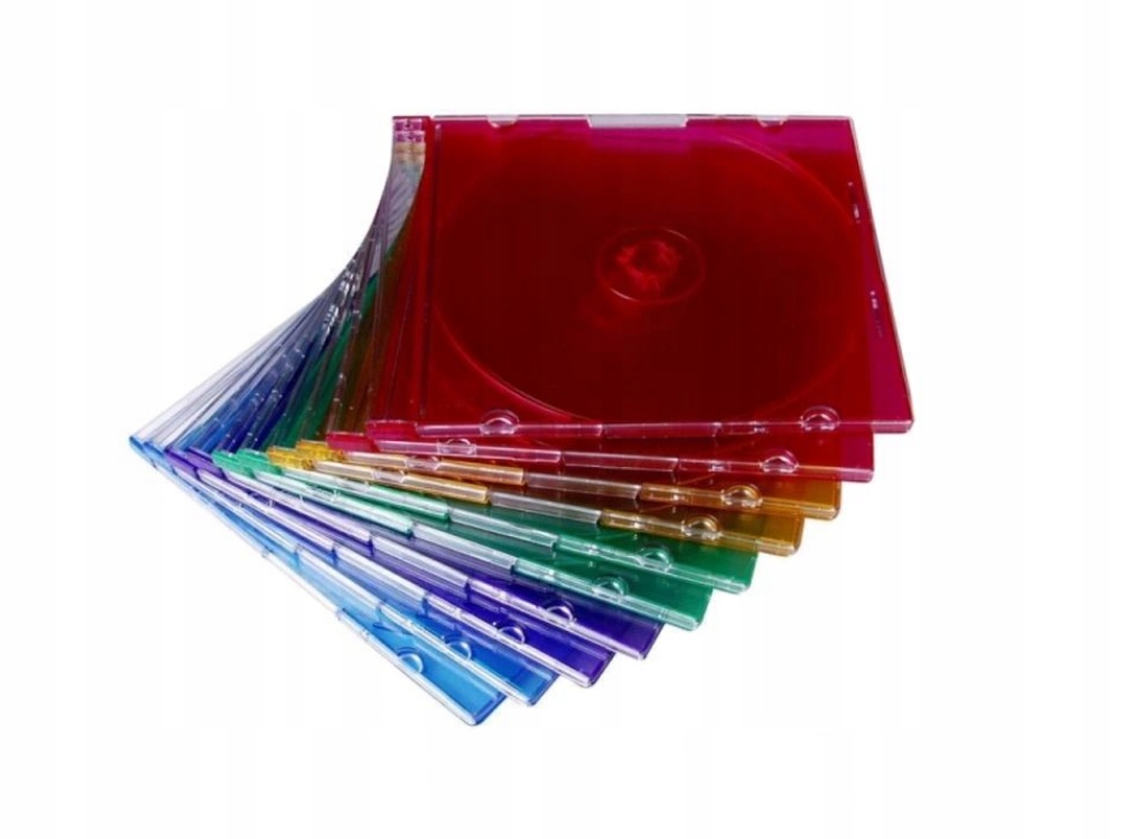 Pudełka CD x 1 SLIM na płyty kolorowe 10 szt
