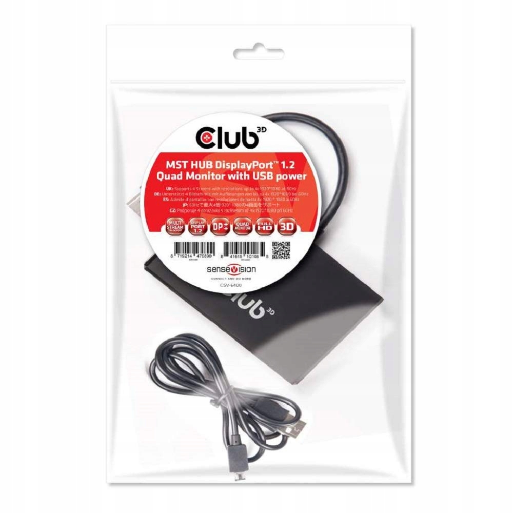 CLUB3D Rozbočovač Multi Stream Transport DisplayPort 1.2 pre štyri