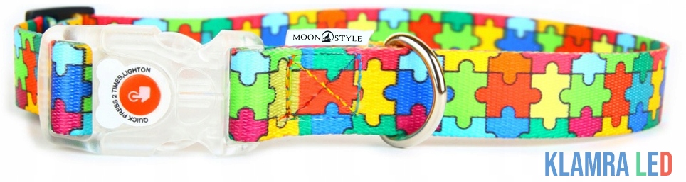 Levně Moon Style Obojek s Led přezkou Moon Puzzle 25mm