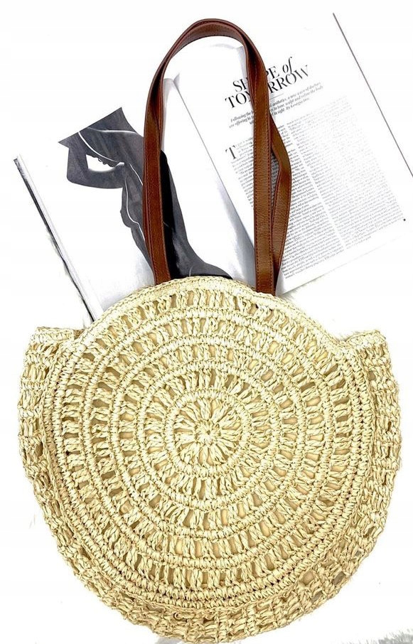 TOREBKA KOSZYK TORBA na RAMIĘ PLECIONA SHOPPER BAG Cechy dodatkowe ażurowa organizer vintage