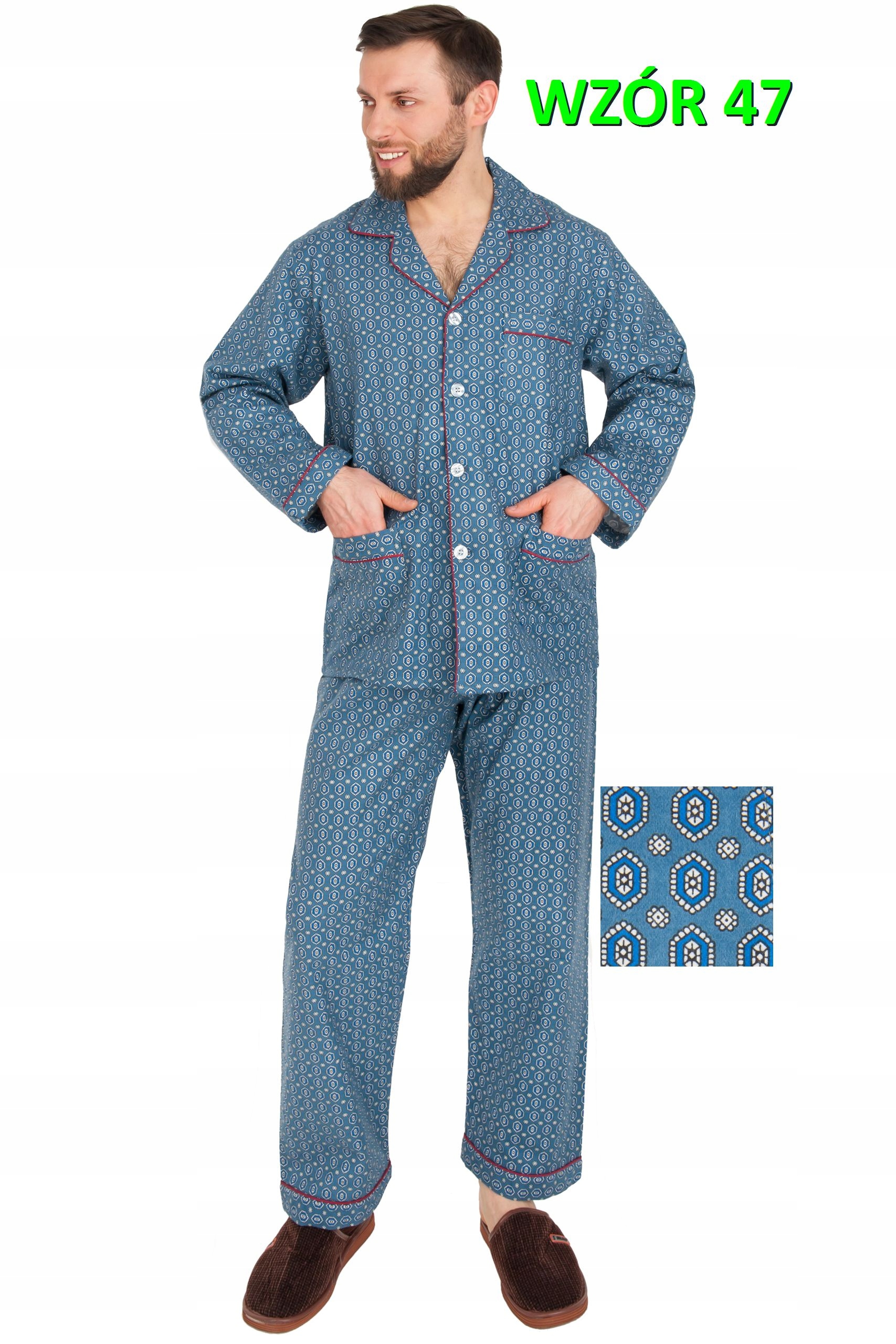 PIŻAMA MĘSKA FLANELOWA FLANELA r.M FOR-MAX 100%BAW Rękaw długi rękaw