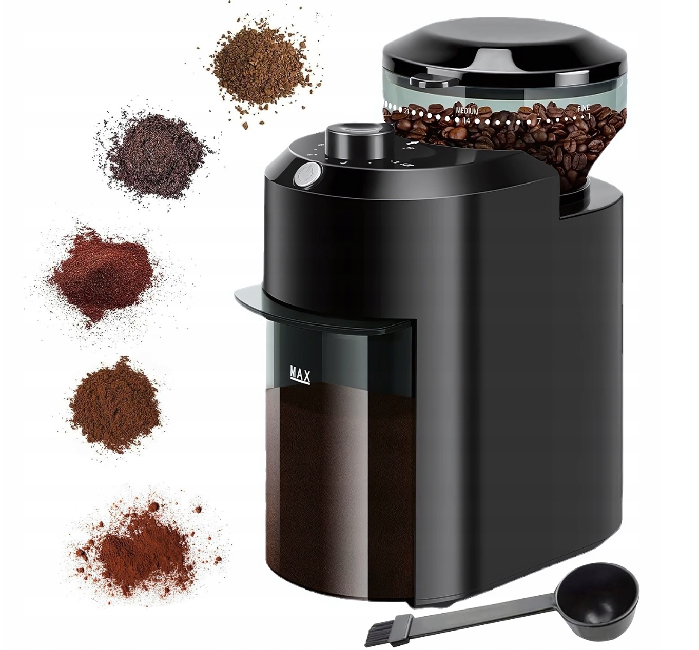 Elektryczny młynek żarnowy do kawy i orzechów, 200W