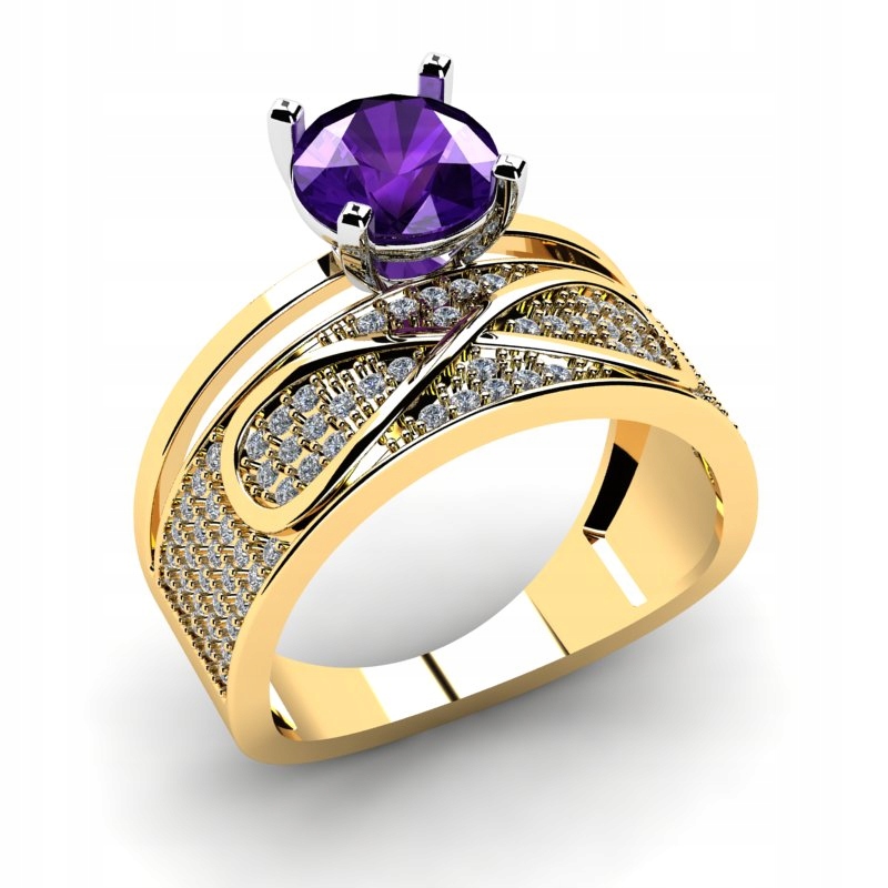 

Pierścionek Złoty Infinity Z Ametystem Brylantami