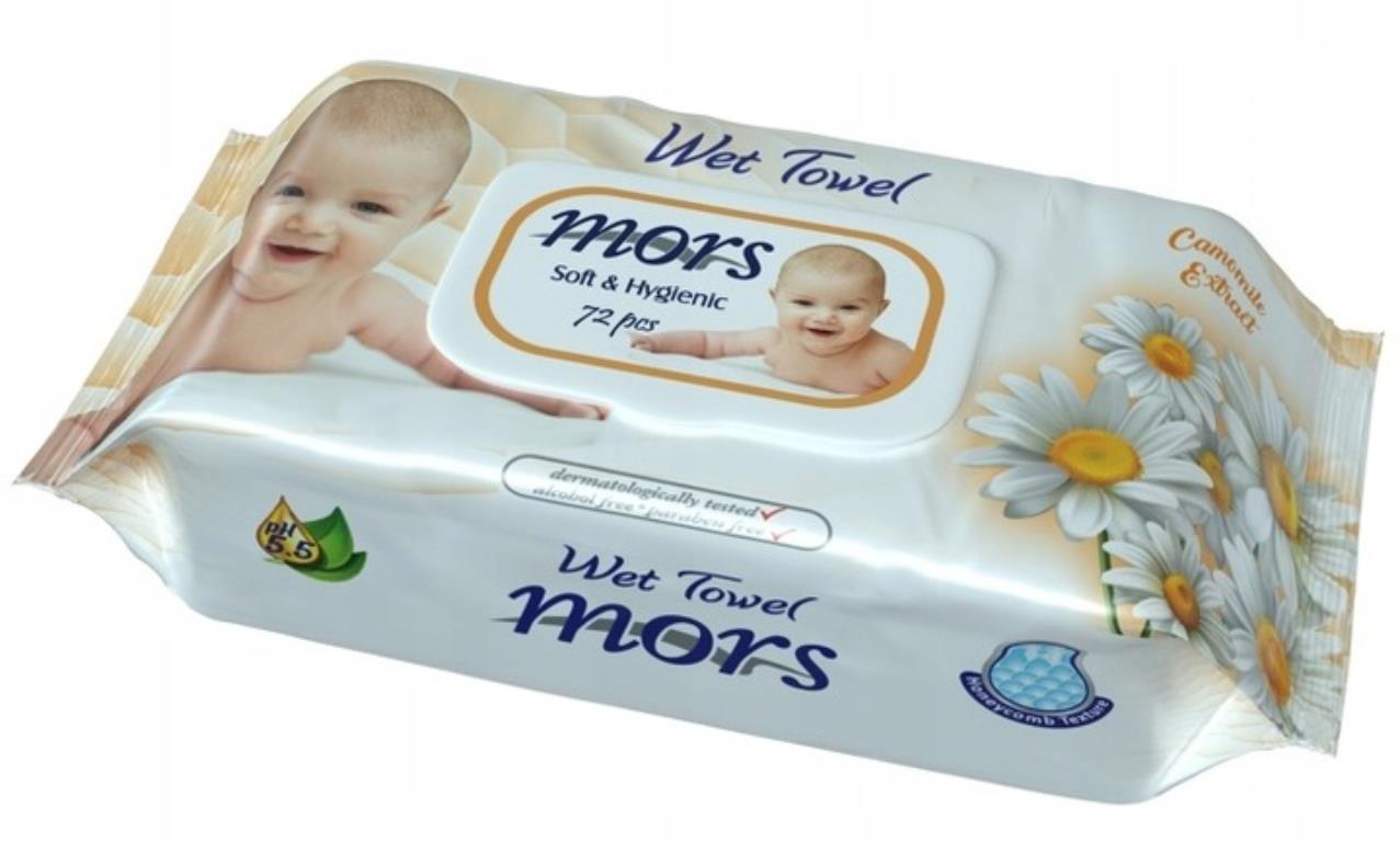 CHUSTECZKI NAWILżANE DLA DZIECI RUMIANKOWE 72SZT Mors