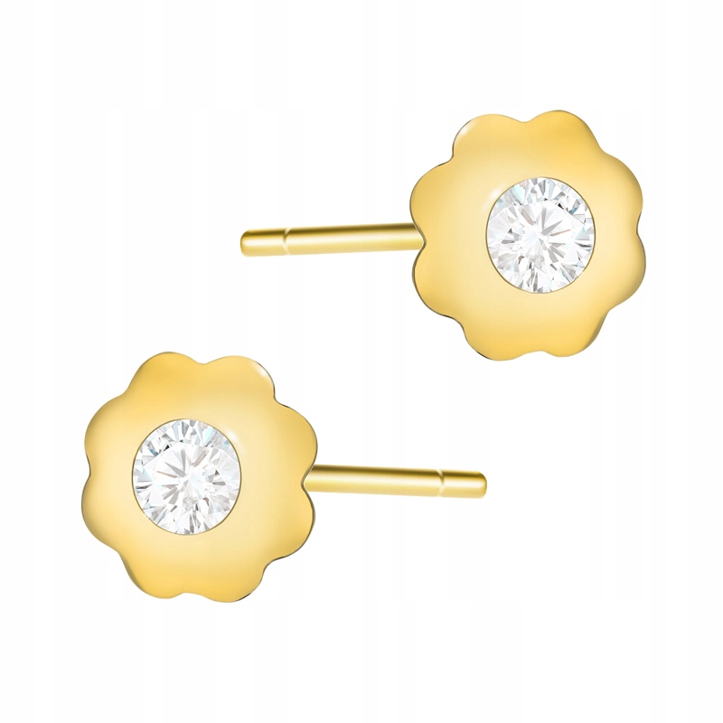 Zlaté Náušnice Dámské pr. 585 Náušnice Květiny Zirkony 14k