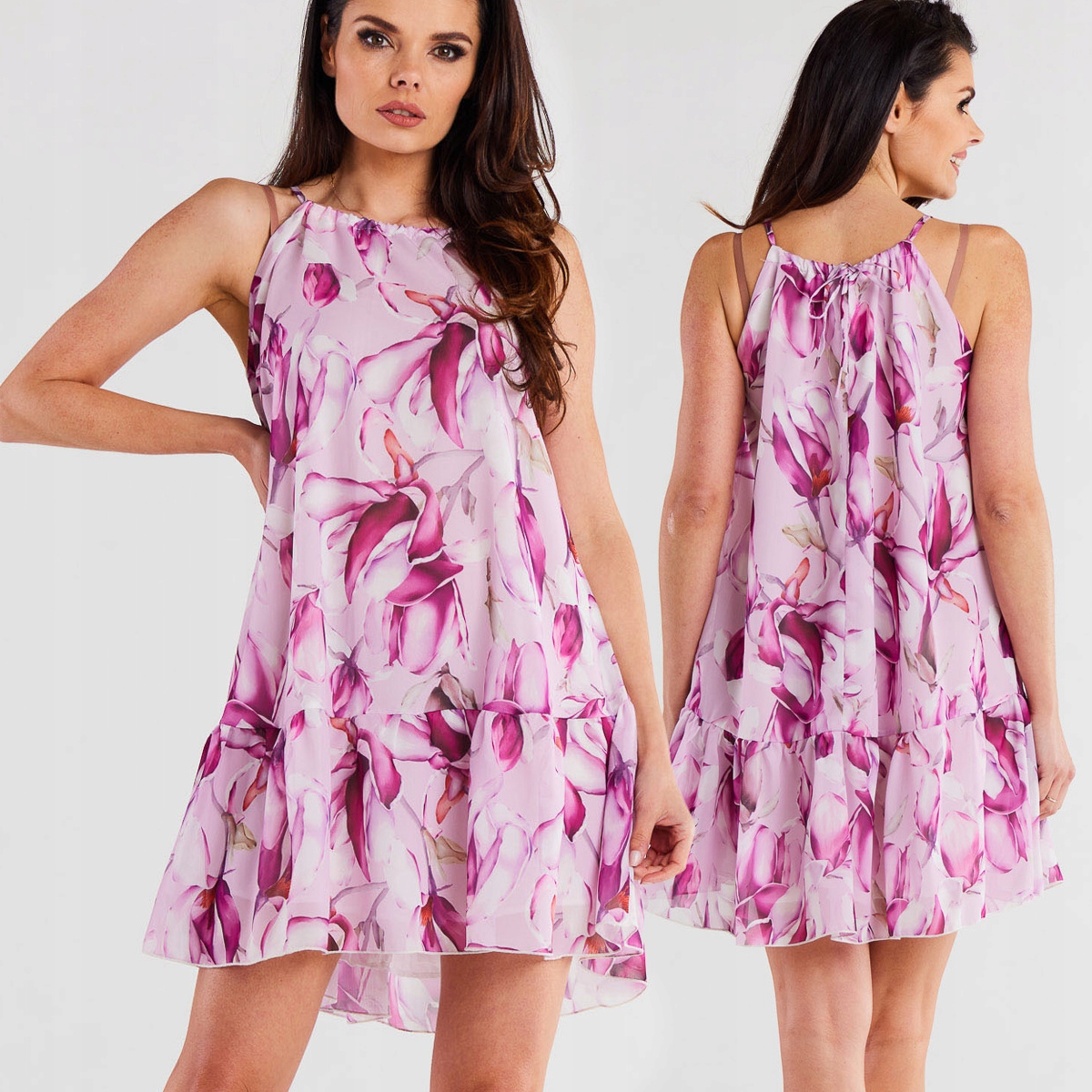 Šaty Dámské Letní Večerní Mini A-line Magnolie 40/42 L/XL