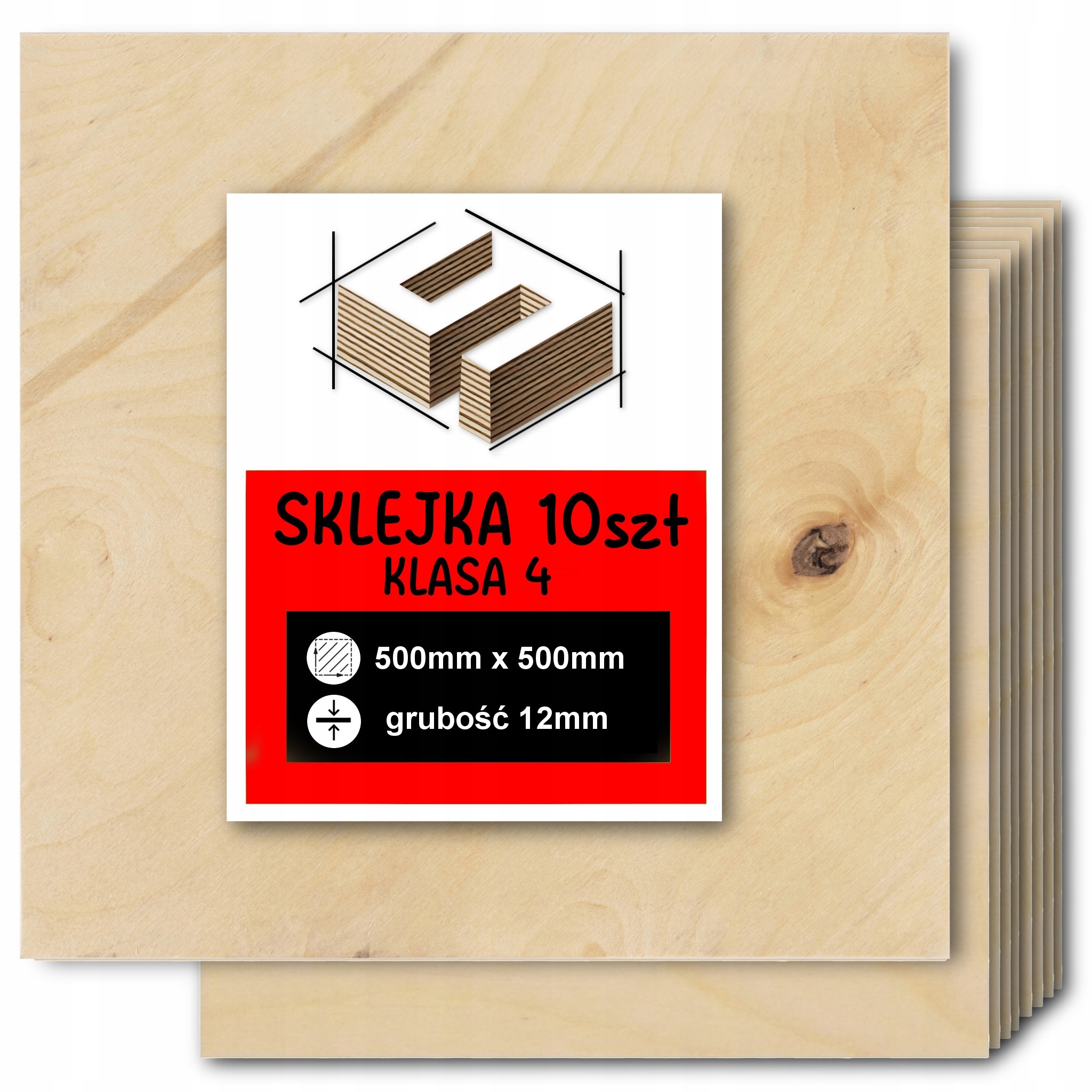 Překližka 12 mm Formatka Pro Laser Cnc Gravírování 50x50 cm 500x500 mm Třída 4 10 ks