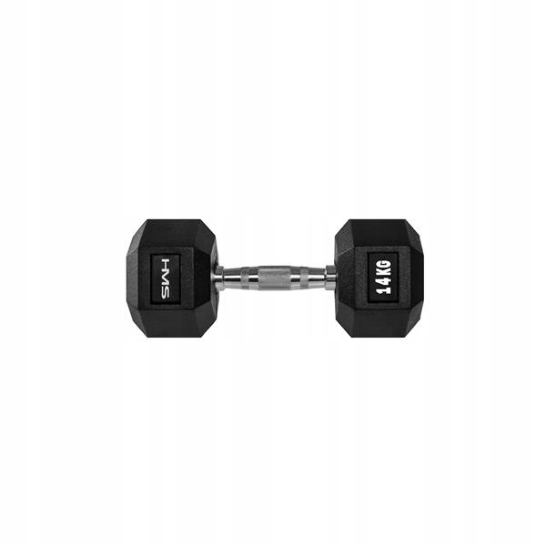 

Sześciokątna hantla Hex pokryta gumą 14kg Hms Pro