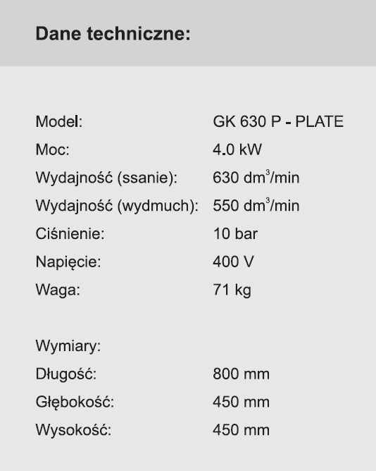 KOMPRESOR WALTER GK 630 P - PLATE 400V SPRĘŻARKA EAN (GTIN) 5905122000615
