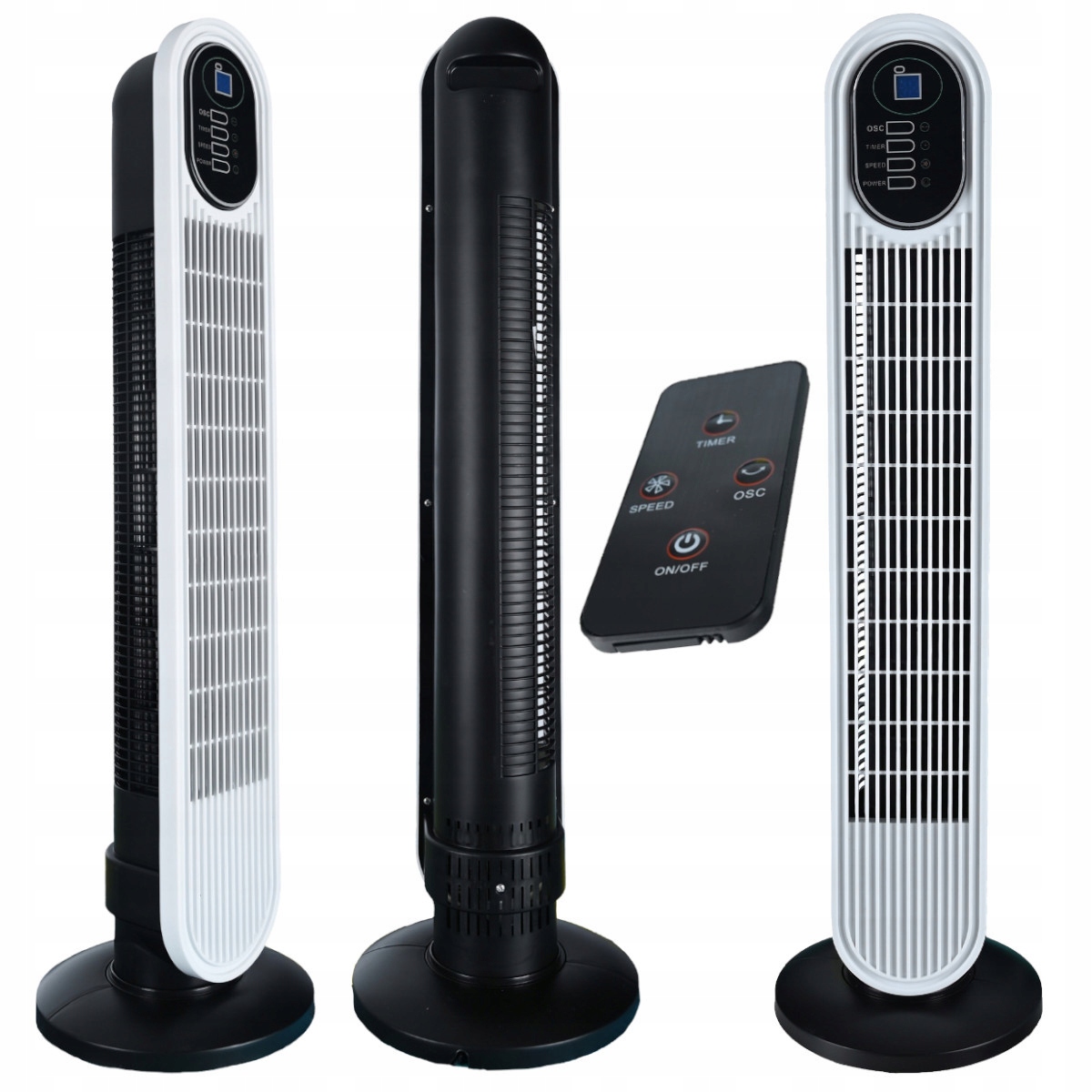 Sloupový Ventilátor větráček Tichý Výkonný Stojící LCD Dálkový Ovladač Oscilace