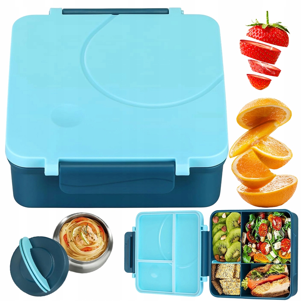 Vzduchotěsný Obědový Box Bento Modrá Termonádoba Na Těstoviny A Zmrzlinu 1.6 L