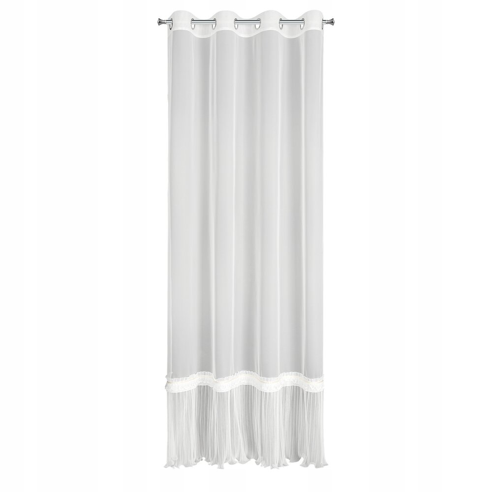 Hotová záclona na průchodkách Megan 140x250 s aplikací volánků ve spodní části