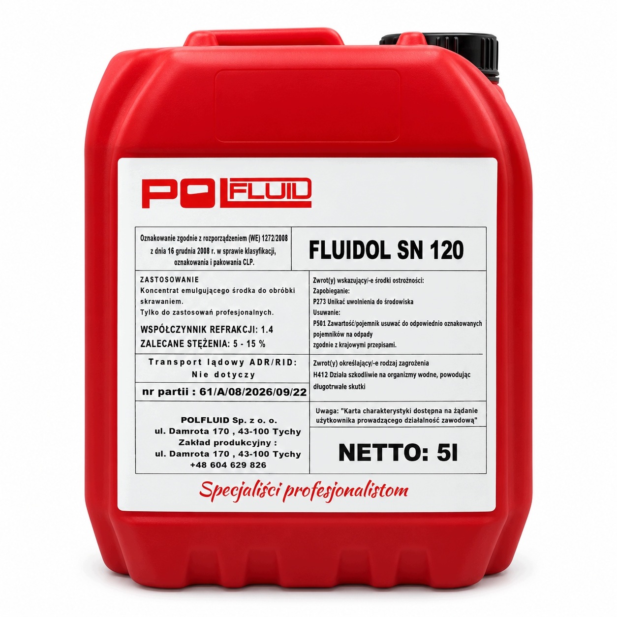Chłodziwo Emulsja do obróbki metali jak Emulgol SN120 5L