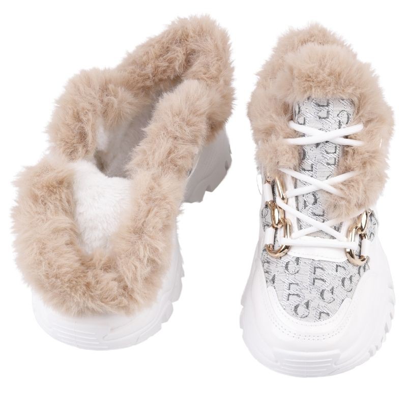 ŚNIEGOWCE DAMSKIE BUTY ZIMOWE SPORTOWE MOCNO OCIEPLANE PLATFORMA BIAŁE Rozmiar 40