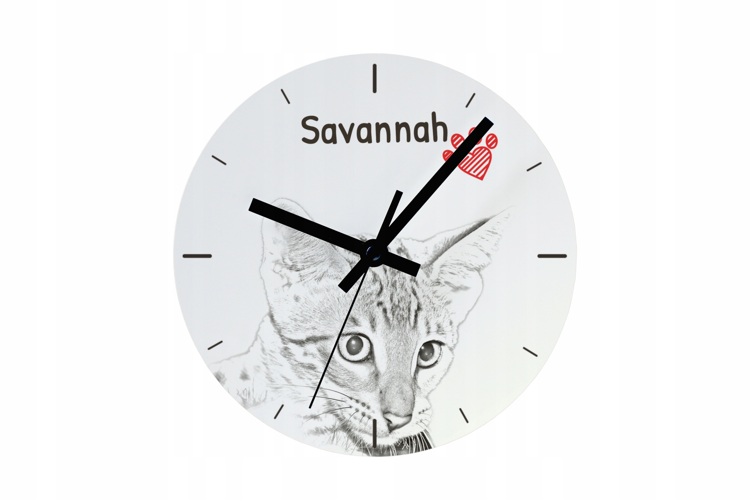 Kočka Savannah, hodiny s kočkou, závěsné a stojící, personalizace fotografií