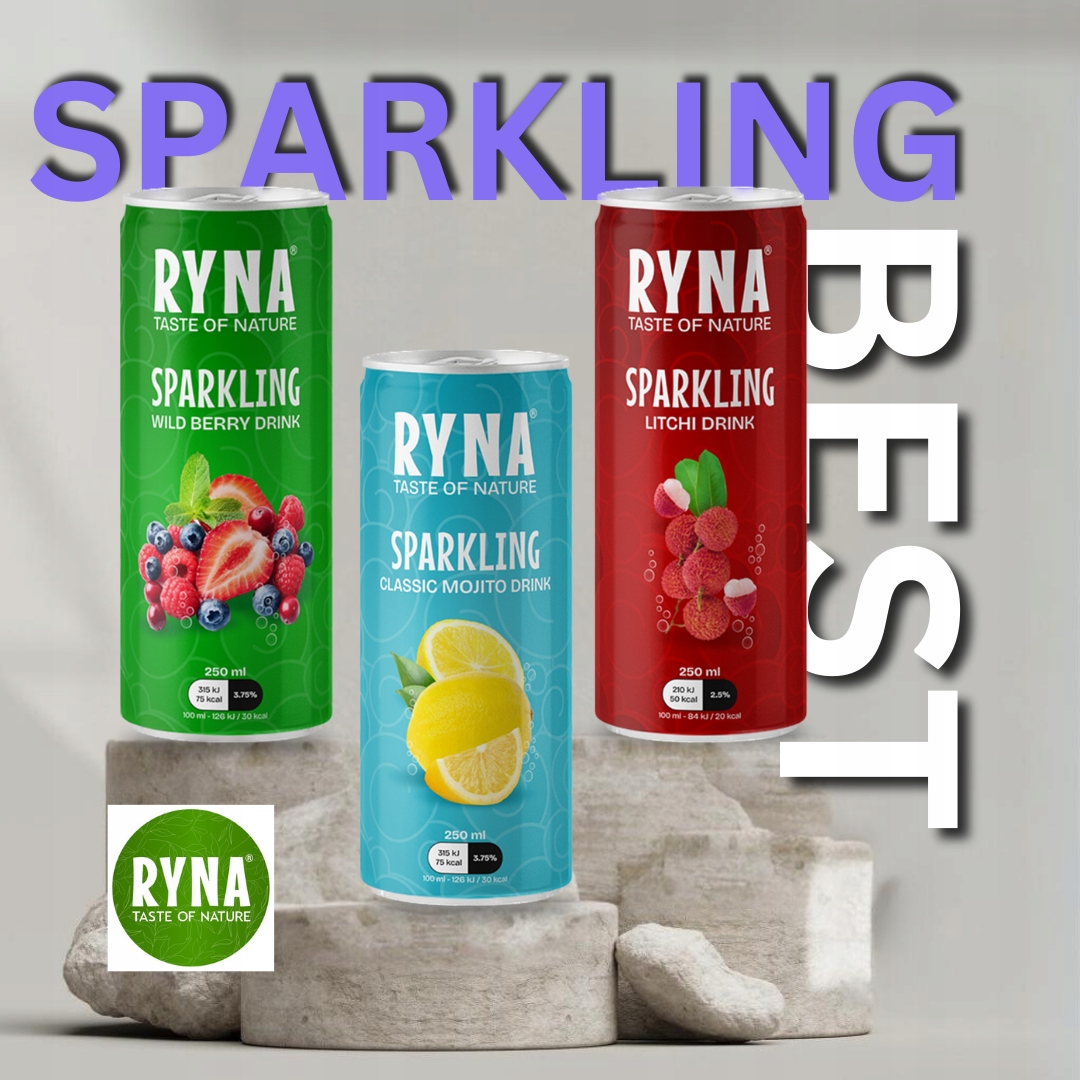RYNA LITCHI SPARKLING DRINK 250ML X 24PIECES