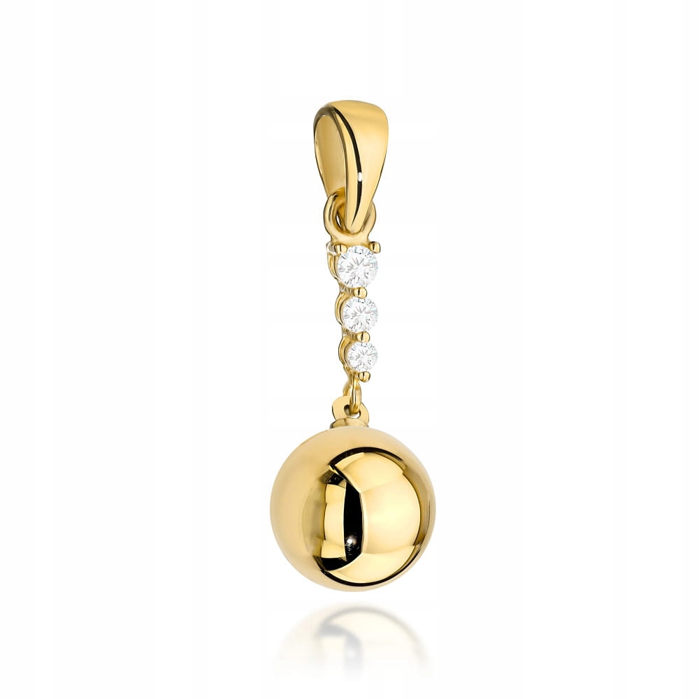 Zlatý přívěsek 585, závěsná kulička se zirkony, elegantní doplněk pro ženy