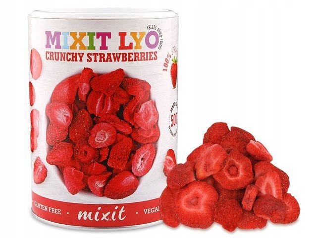 MIXIT CHRUPIĄCE TRUSKAWKI LIOFILIZOWANE SUSZONE MROZEM PYSZNA PRZEKĄSKA 50g