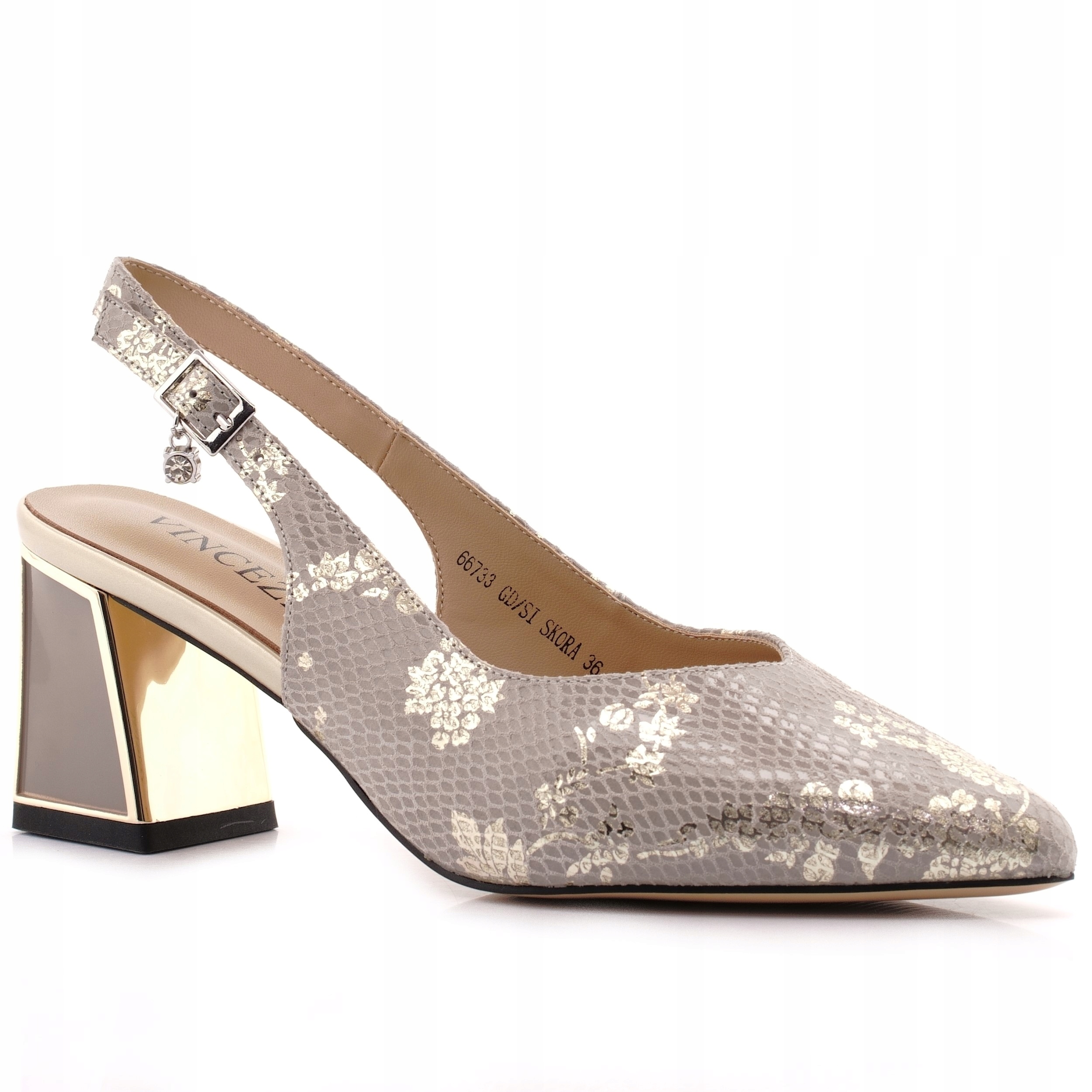 Vinceza Skóra Sandały Buty Damskie Na Obcasie Skórzane Szpic 66733 38