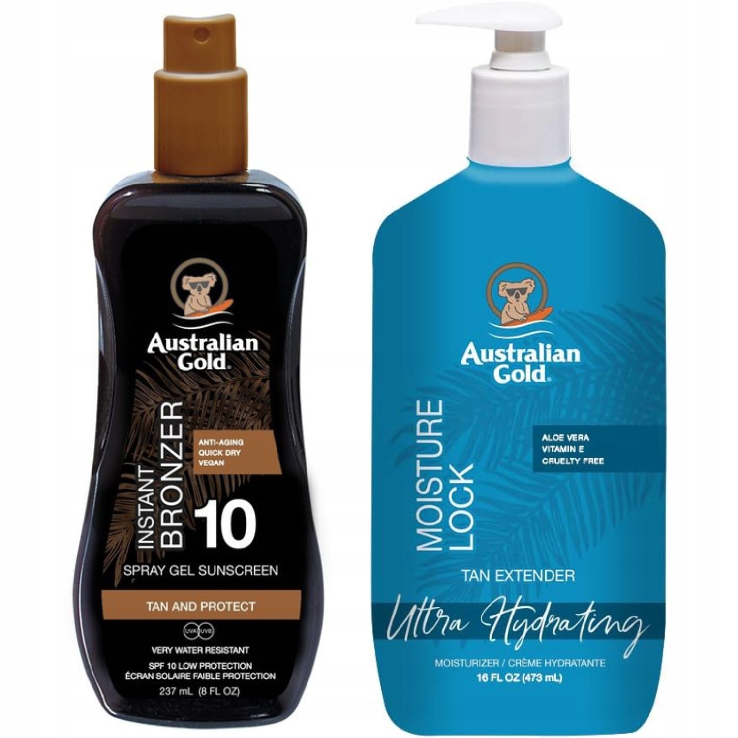 Australian Gold Gel Ve Spreji s bronzerem SPF10 Moisture Lock 473 ml