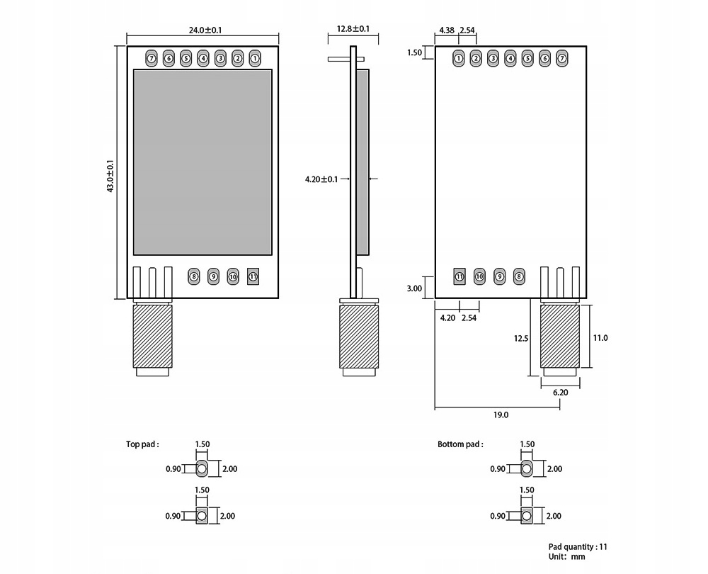 Moduł radiowy E220-900T30D LoRa 868MHz 10km Model E220-900T30D