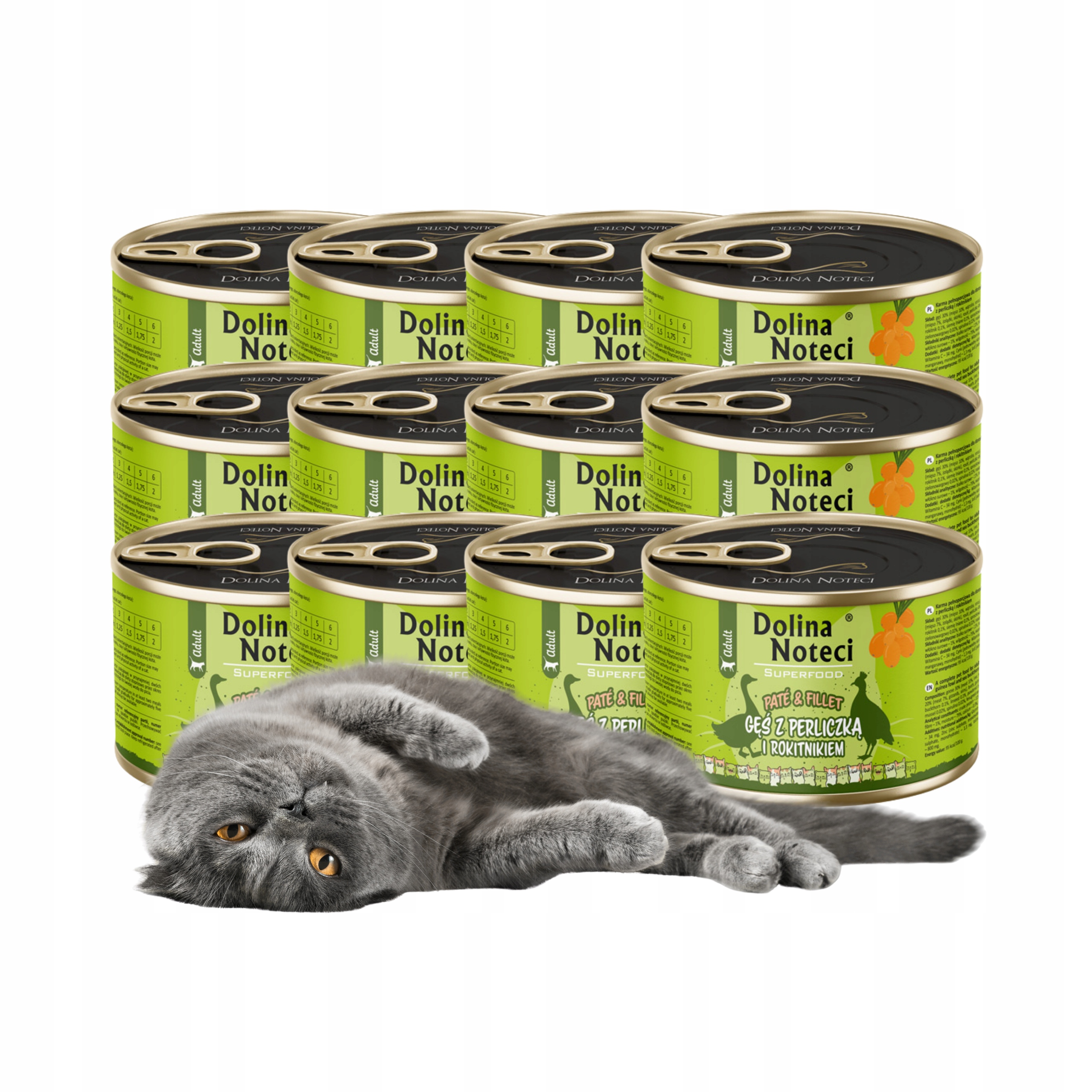 Levně Dolina Noteci Superfood paštika a filé pro kočky husa s perličkou 12x185g