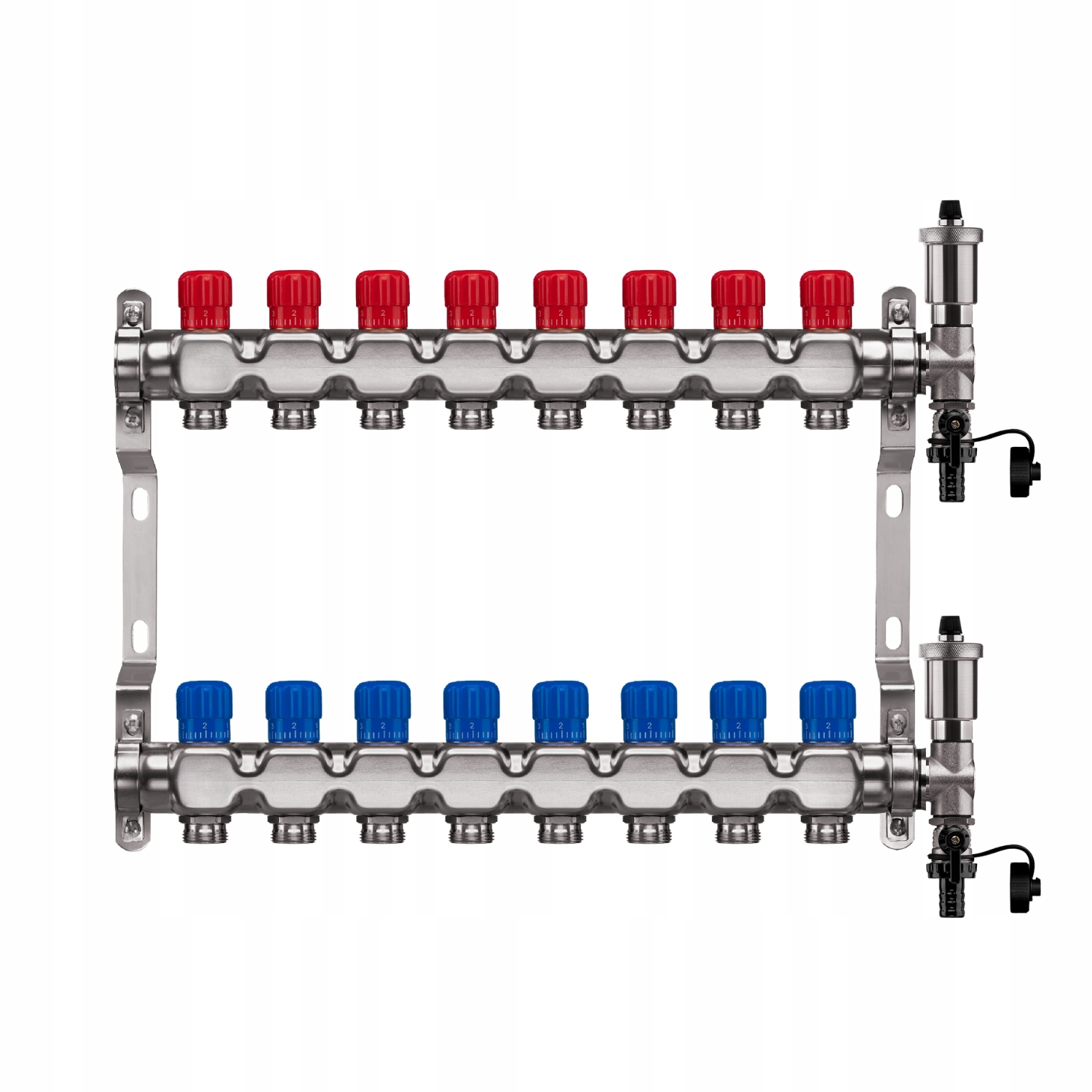 Rozdělovač Podlahy 8 Okruhů Nerezový Manuální Podlahové Vytápění