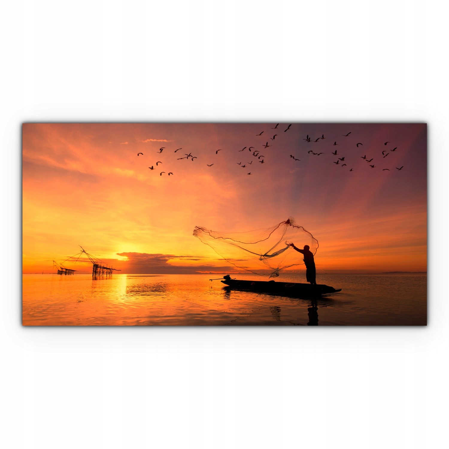 

Canvas do sypialni 100x50 Rybak Ryba Statek Woda