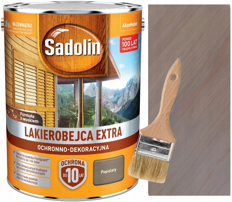 

Sadolin Extra Lakierobejca 5L Popielaty Pędzel