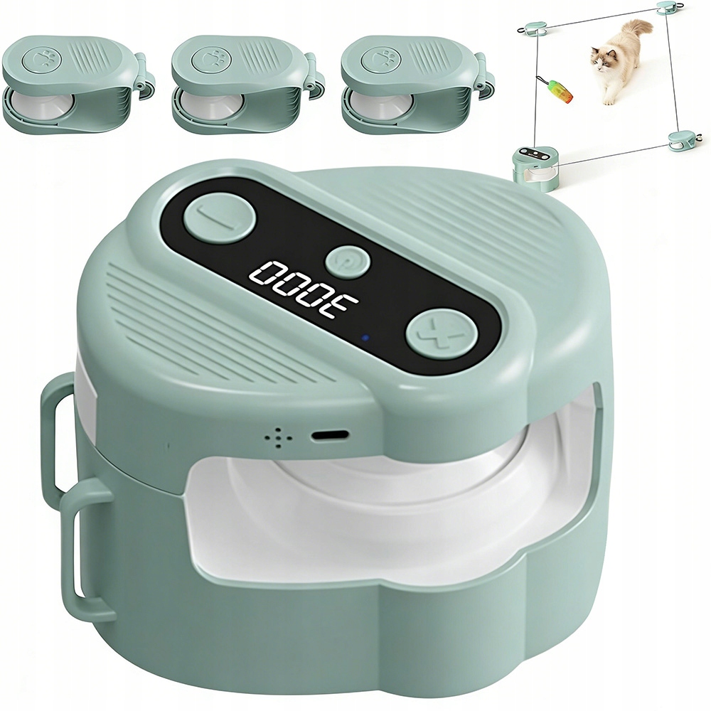 Levně Hračka Pro Kočky Zelená S Dálkovým Ovládáním, Pohyblivé A Svítící Pírko