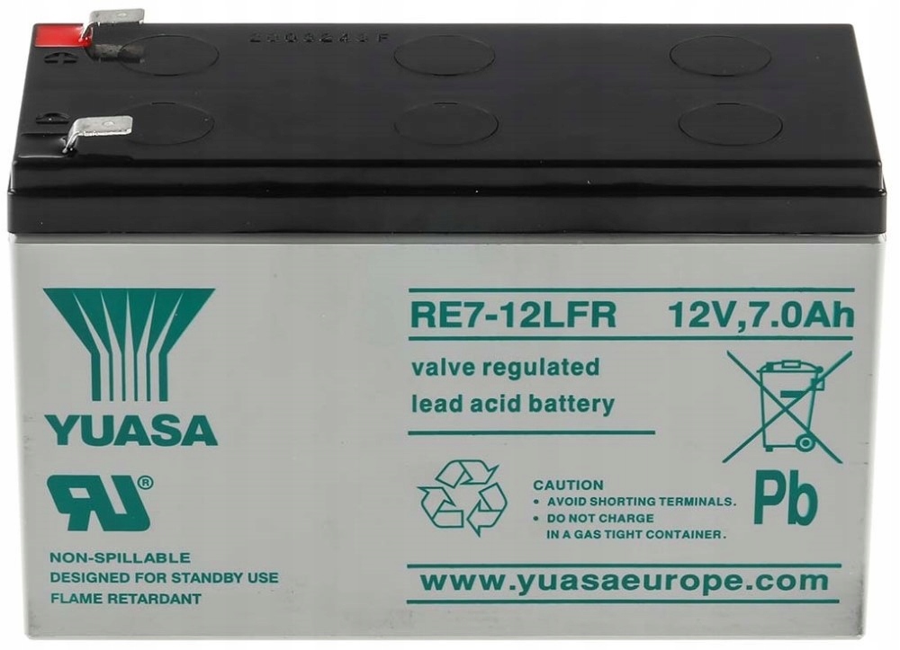 Akumulator Bateria Agm Yuasa RE7-12L 12V 7Ah Do Zasilaczy Ups Apc Rbc T2 F2