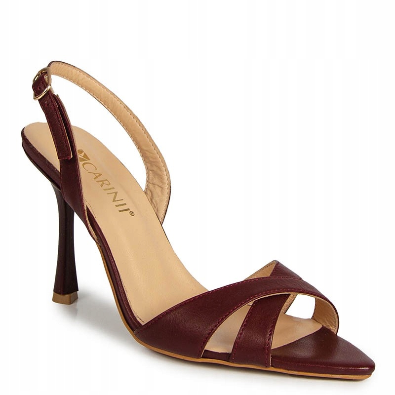 Carinii B6422 Vínové Kožené Sandály Na Podpatku, Velikost 39