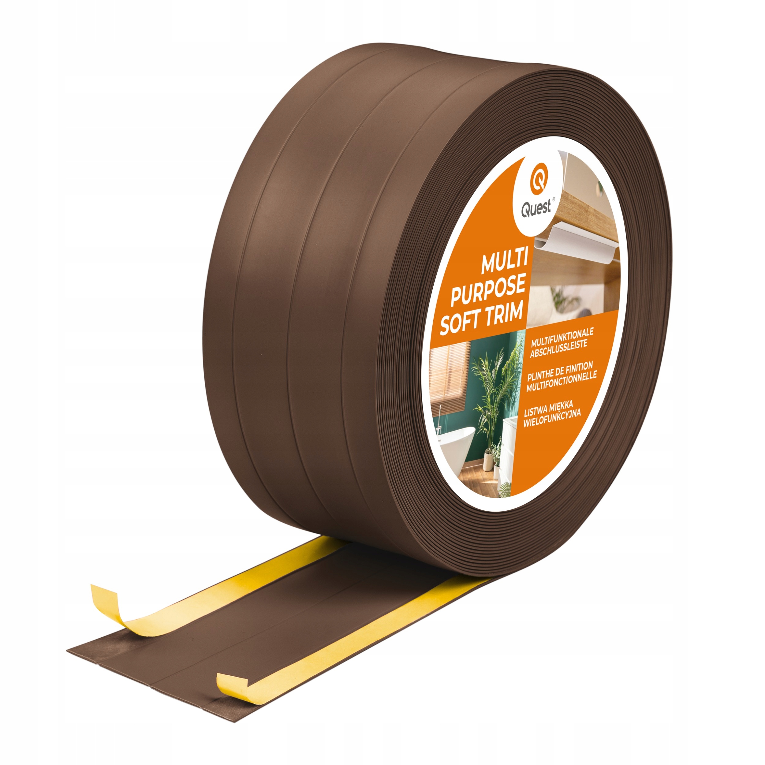 Multifunkčná lišta z Pvc 4in1 samolepiaca, hnedá 25 m 95 mm, W3