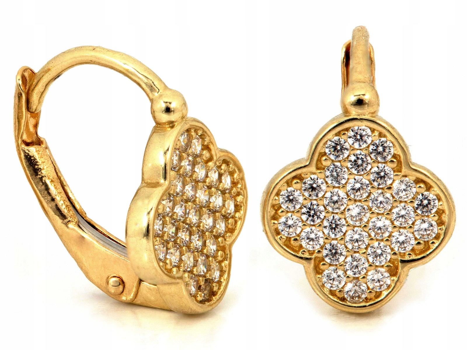 Zlaté náušnice anglické 585 bílé jetele anglické jetele 1.75 g