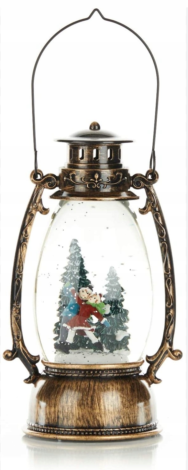 Vánoční lucerna hnědý sníh pro děti 14x11x24 cm